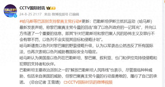 哈马斯发表声明，称黎巴嫩真主党的回击“扇了以色列政府一记耳光”-萌番资讯网