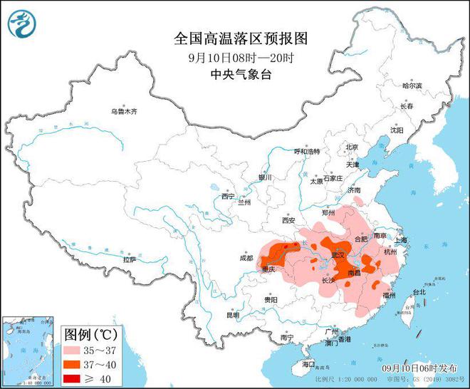 中央气象台9月10日06时继续发布高温黄色预警-萌番资讯网