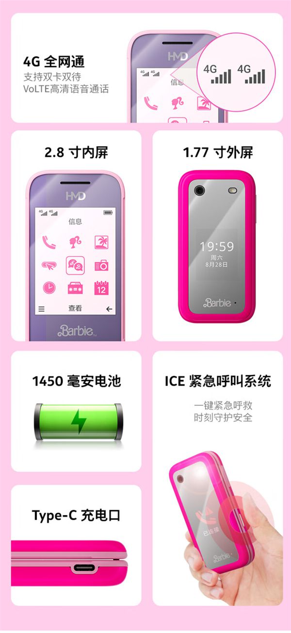 799元！HMD Barbie芭比联名翻盖机国行版发布：全粉机身 自带美颜镜-欣猫博客