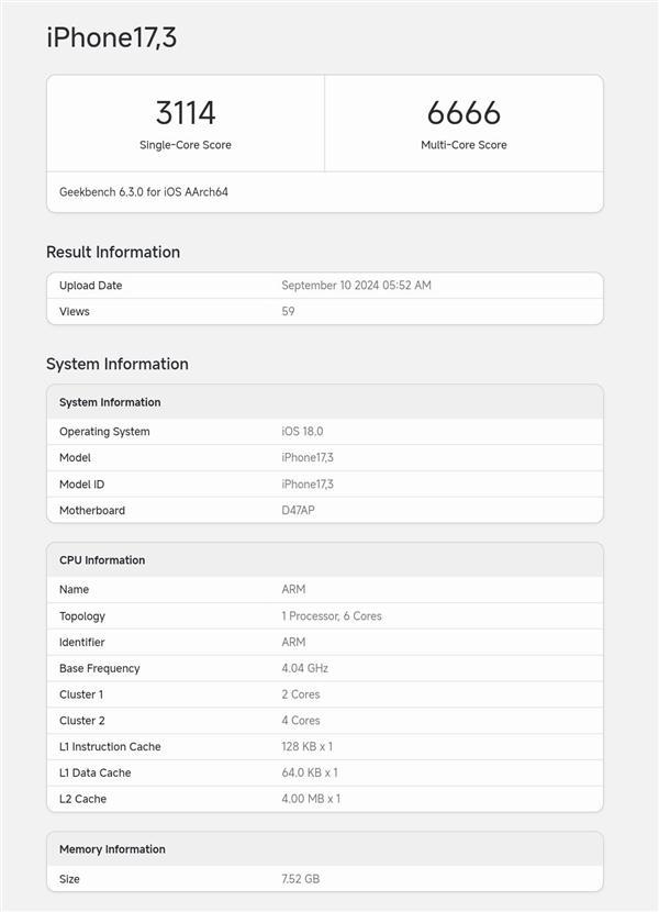 图片[2]-iPhone 16首发！A18跑分出炉：多核成绩不及A17 Pro 苹果刀法精准-欣猫博客